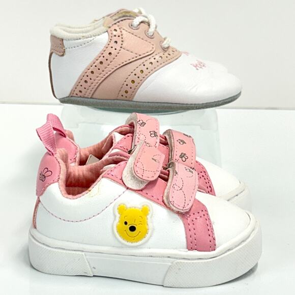 2 pair Baby Girl Vacation Shoes Size 2 DISNEY Pooh & FOOTJOY Saddle Golf Pink - Picture 7 of 13